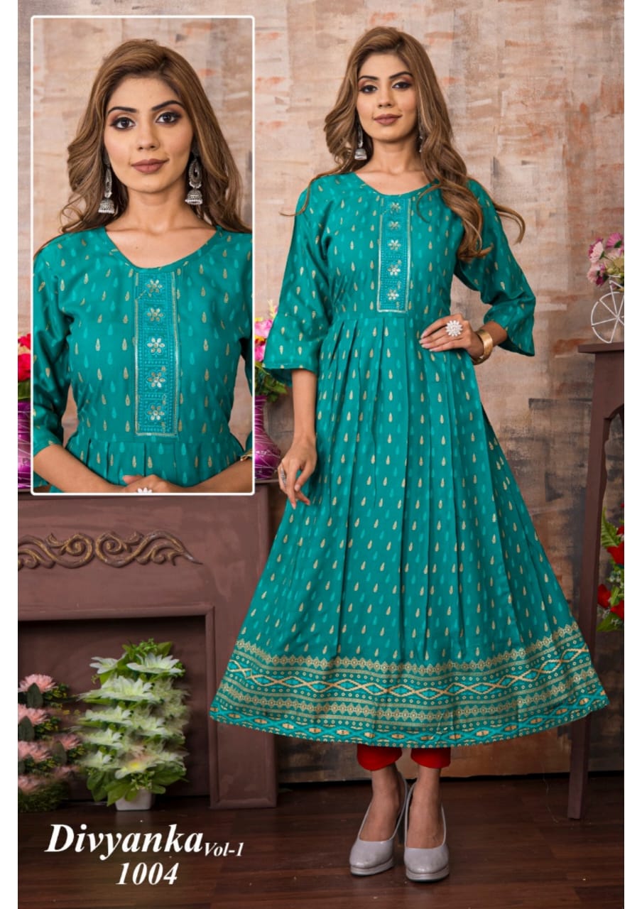 Divyanka 1 Ethnic Wear Wholesale Anarkali Kurtis Catalog
